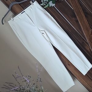 White House Black Market Ivory, winter white classic slim ankle pants.